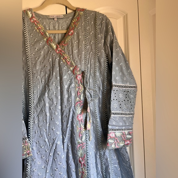 Ansab Jahangir Sky Blue Floral Embroidered Anarkali 3-Piece Size S | Pakistani - Picture 4 of 9